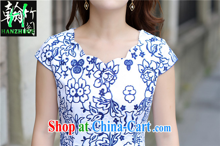 Han Bamboo House Summer 2015 new dress short-sleeved style beauty retro improved national wind cheongsam dress short, blue and white porcelain XL pictures, price, brand platters! Elections are good character, the national distribution, so why buy now enjoy more preferential! Health