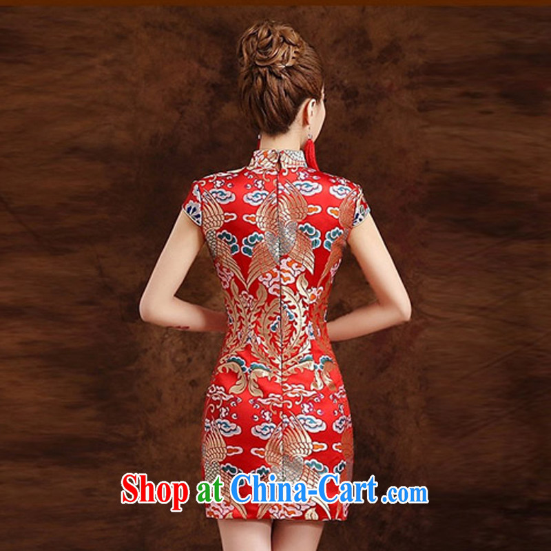Energy Mr. Philip Li retro improved lace cheongsam dress summer 2015 New Style embroidery girls short skirts red XXL, energy, Philip Li (mode file), and, on-line shopping