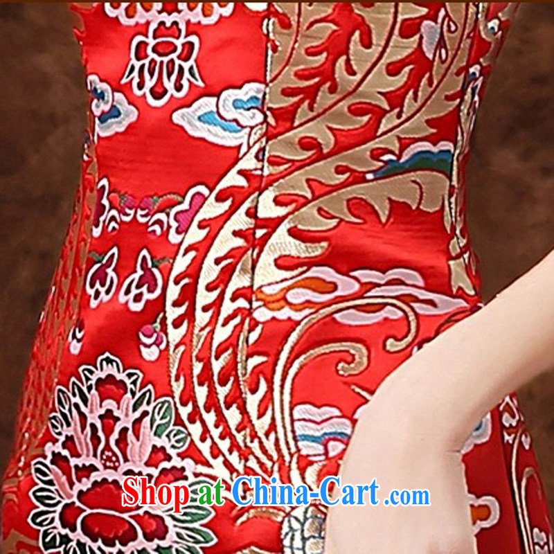 Energy Mr. Philip Li retro improved lace cheongsam dress summer 2015 New Style embroidery girls short skirts red XXL, energy, Philip Li (mode file), and, on-line shopping