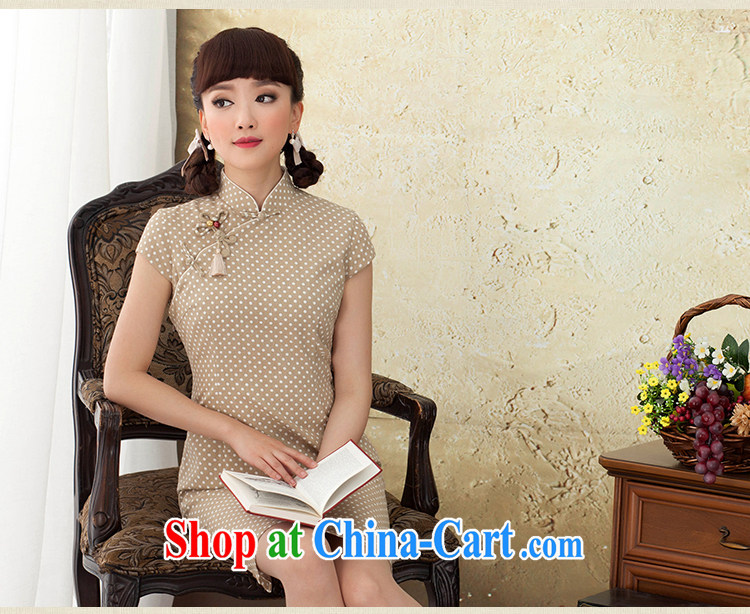 once and for all and fatally jealous Ching Chin new dresses summer 2015 high quality linen dot improved cultivating short cheongsam dress blue 2 XL pictures, price, brand platters! Elections are good character, the national distribution, so why buy now enjoy more preferential! Health