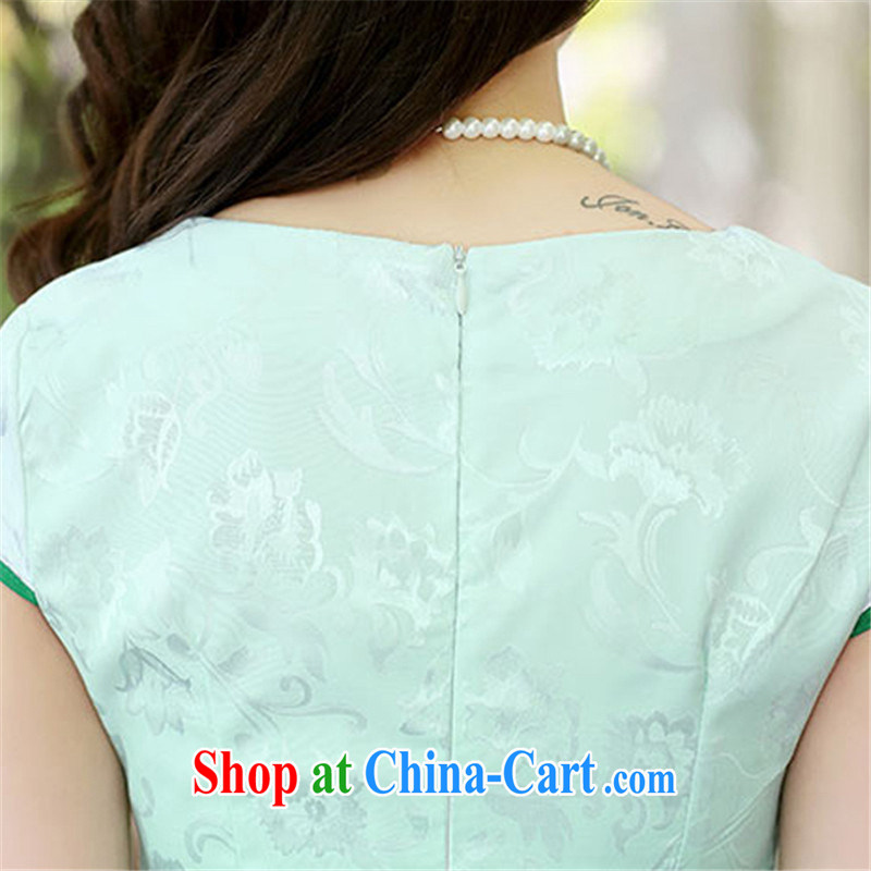 Floating love Princess Diana 2015 summer new retro improved peony flower fashion style beauty cheongsam dress short dress green the Peony L, floating love Princess piaoaifei), online shopping