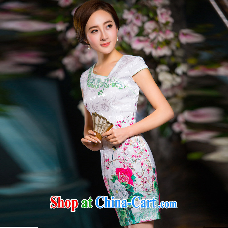 New 2015 spring and summer dresses dresses stylish improved cultivation cheongsam dress daily short retro dresses female XXL