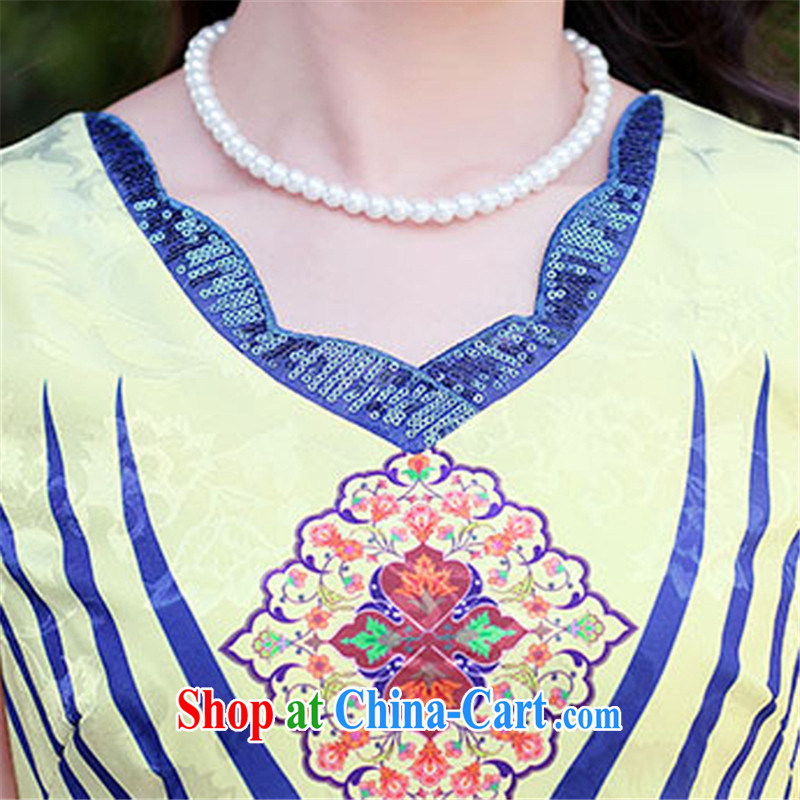 Floating love Princess Diana 2015 summer new retro stamp overseen package and stylish improvement is not on the truck cheongsam dress red ripple XXL crossed love Princess piaoaifei), shopping on the Internet