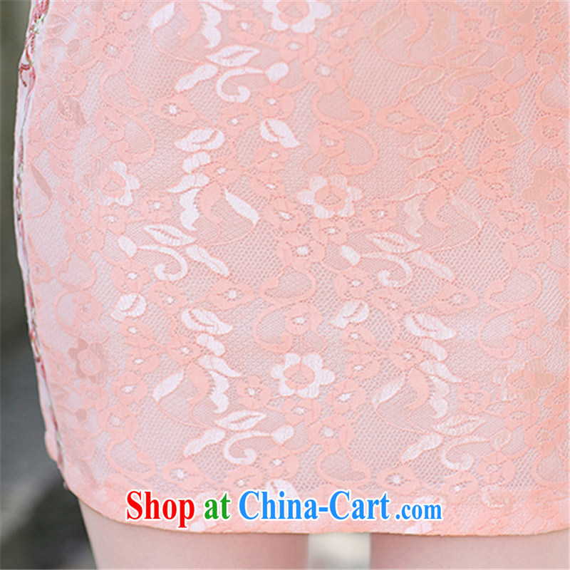 Floating love Princess summer 2015 new stylish stamp improved daily dress elegant the waist graphics thin cheongsam dress package and green XL crossed love Princess piaoaifei), online shopping