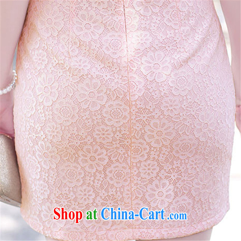Floating love Princess 20,151 further skirt new summer day improved female cheongsam dress retro package and cheongsam short-sleeved dresses apricot M, floating love Princess piaoaifei), online shopping