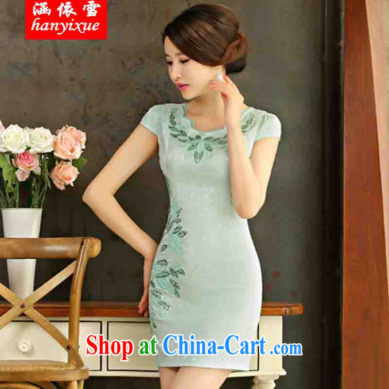 covered by snow in summer 2015 with improved female cheongsam dress retro beauty everyday dresses short white dresses XXL, covered in snow, and shopping on the Internet