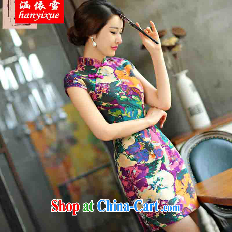 covered by snow in accordance with 2015 new cheongsam dress summer basket stamp duty the retro improved cultivating short-day dresses white XXL, covered in snow, shopping on the Internet