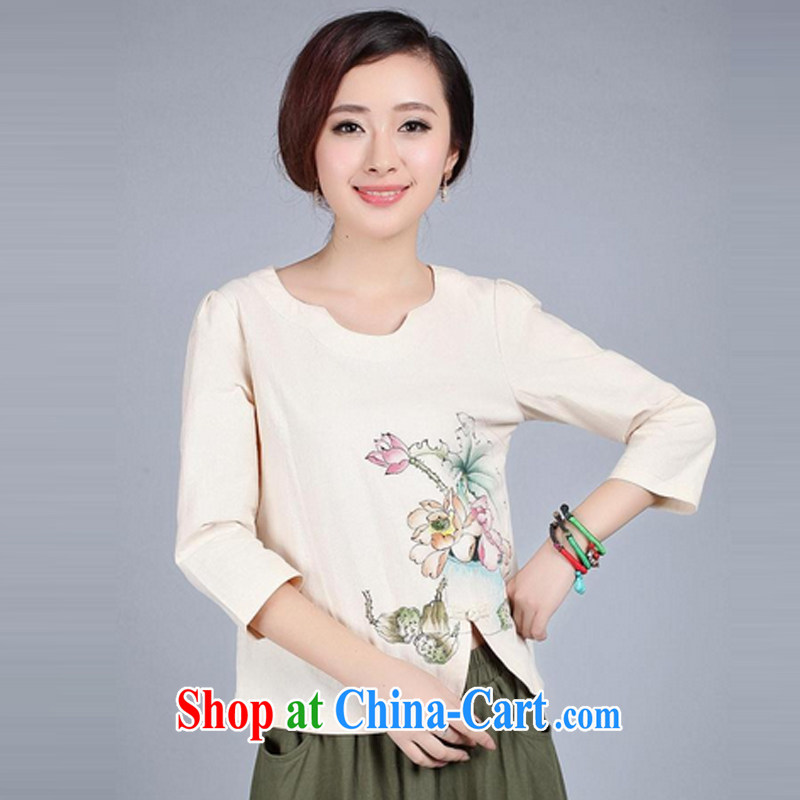 Energy Mr. Philip Li new under the truck on the cotton T-shirt girl hand painted Ethnic Wind tang on the charge-back retro girls improved Han-beige XXL, energy, Philip Li (mode file), and, on-line shopping