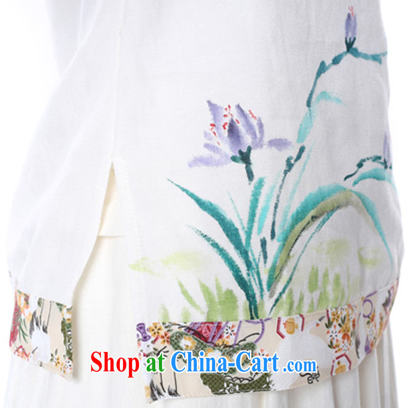 Energy Mr. Philip Li China wind cotton Ma T-shirt girls 2015 summer new Chinese hand-painted improved Han-female white XL, energy, Philip Li (mode file), and, on-line shopping