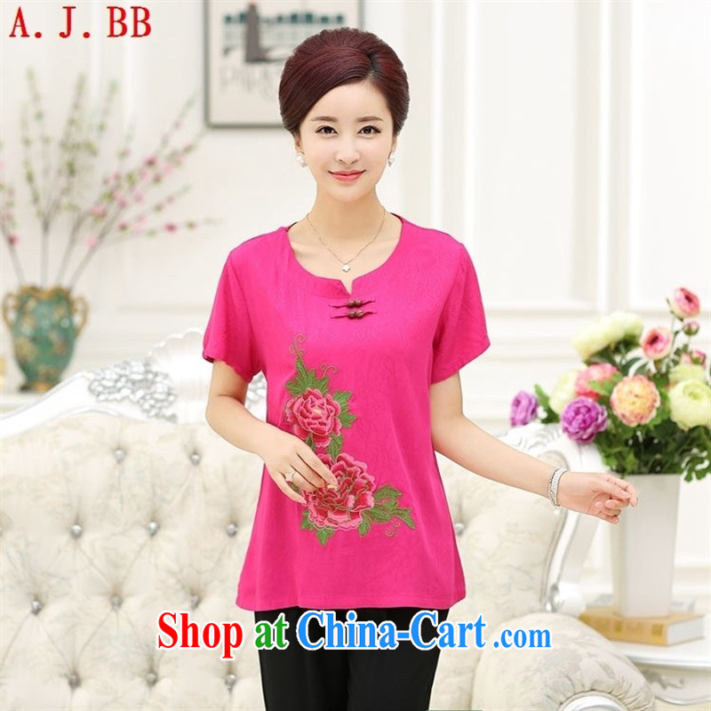 Black butterfly 2015 middle-aged and older women, new summer MOM women-style Leisure short-sleeved new female silk Kit Chiu-hsiang green 4 XL, A . J . BB, shopping on the Internet