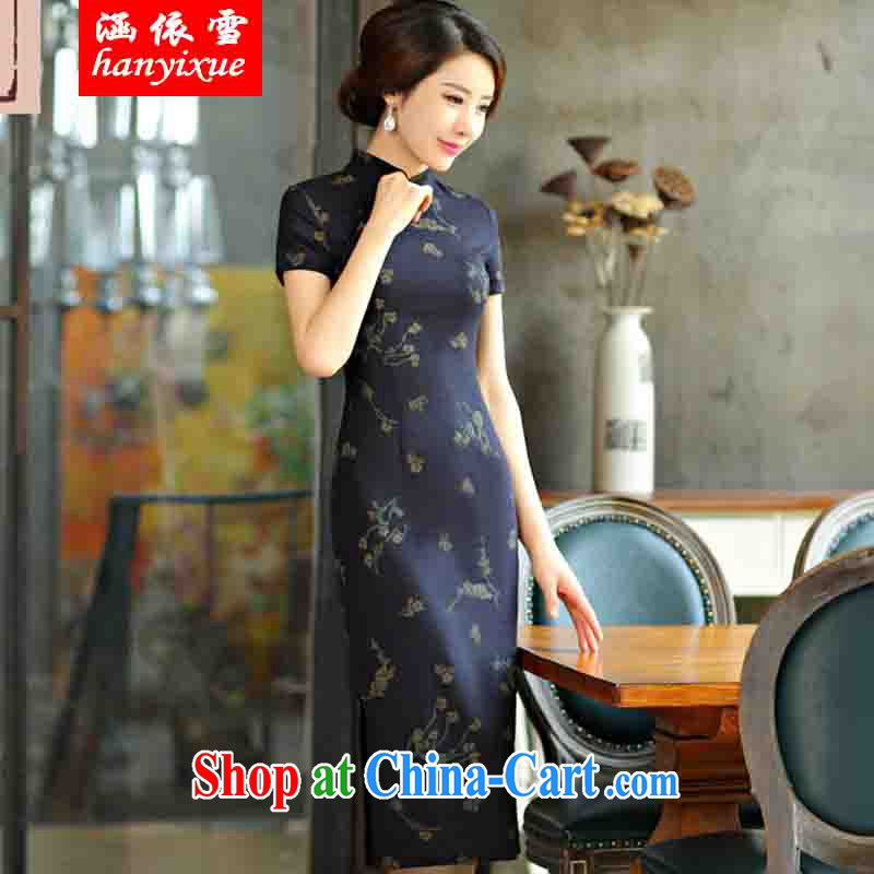 covered by snow in accordance with 2015 spring and summer beauty retro graphics thin short sleeves in the Code improved linen long cheongsam dress, Su Mei XXL, covered in snow, and shopping on the Internet
