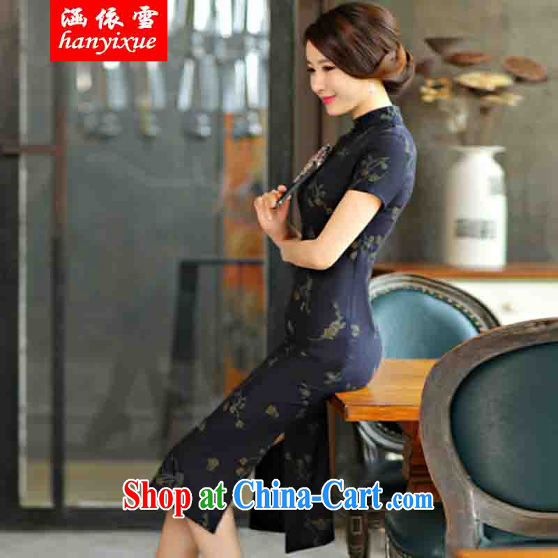 covered by snow in accordance with 2015 spring and summer beauty retro graphics thin short sleeves in the Code improved linen long cheongsam dress, Su Mei XXL, covered in snow, and shopping on the Internet