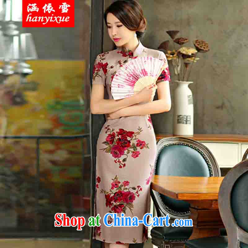 covered by snow in accordance with 2015 spring and summer beauty retro graphics thin short sleeves in the Code improved linen long skirt outfit full XXL, covered in snow, shopping on the Internet