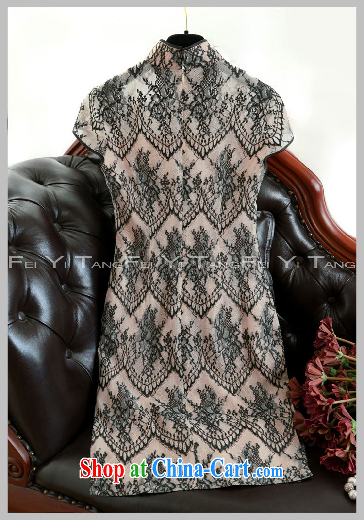 Pre-sale -- lace silk daily Art Nouveau improved cheongsam cultivating short-sleeved Chinese style Chinese, for a field-buckle black L (June 15, the picture, the price, and brand platters! Elections are good character, the national distribution, so why buy now enjoy more preferential! Health