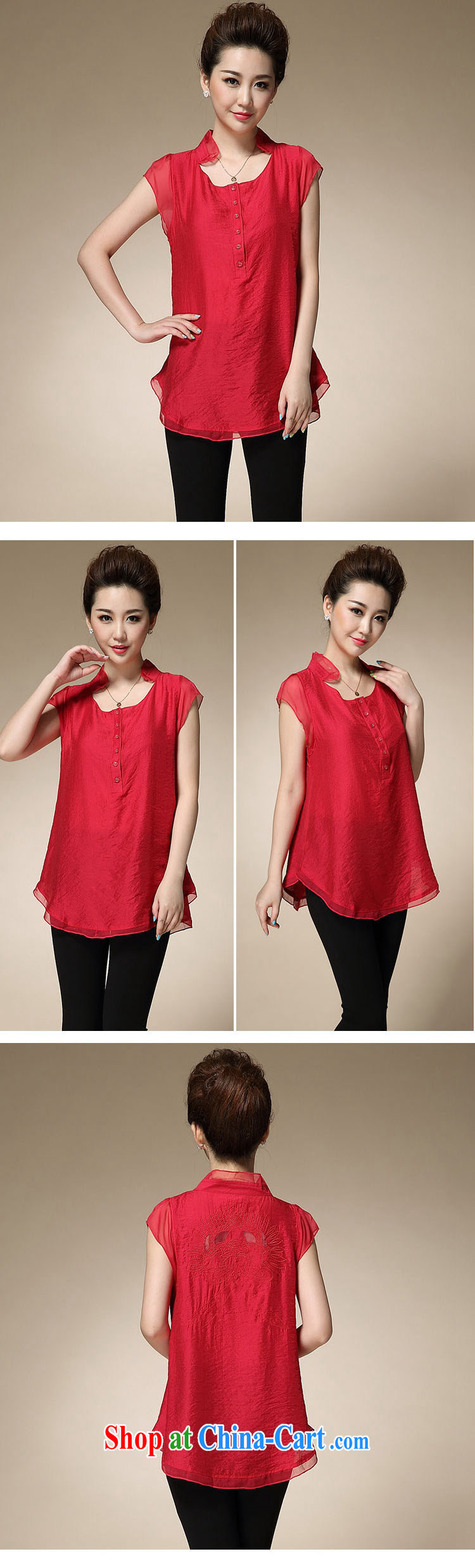 Black butterfly 2015 summer new, middle-aged and older mothers with temperament MOM summer middle-aged female stylish casual short-sleeved T-shirt red XXXL pictures, price, brand platters! Elections are good character, the national distribution, so why buy now enjoy more preferential! Health