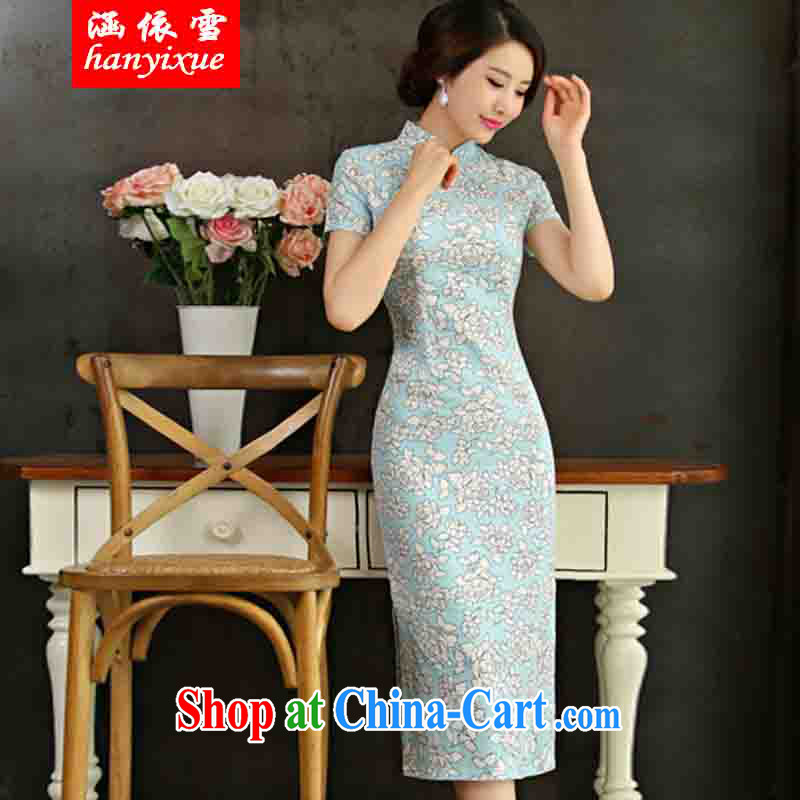 covered by snow in accordance with 2015 spring and summer beauty retro graphics thin short sleeves in the Code improved linen long skirt outfit, if XXL, covered in snow, shopping on the Internet