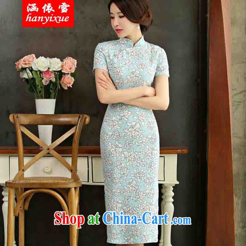 covered by snow in accordance with 2015 spring and summer beauty retro graphics thin short sleeves in the Code improved linen long skirt outfit, if XXL, covered in snow, shopping on the Internet