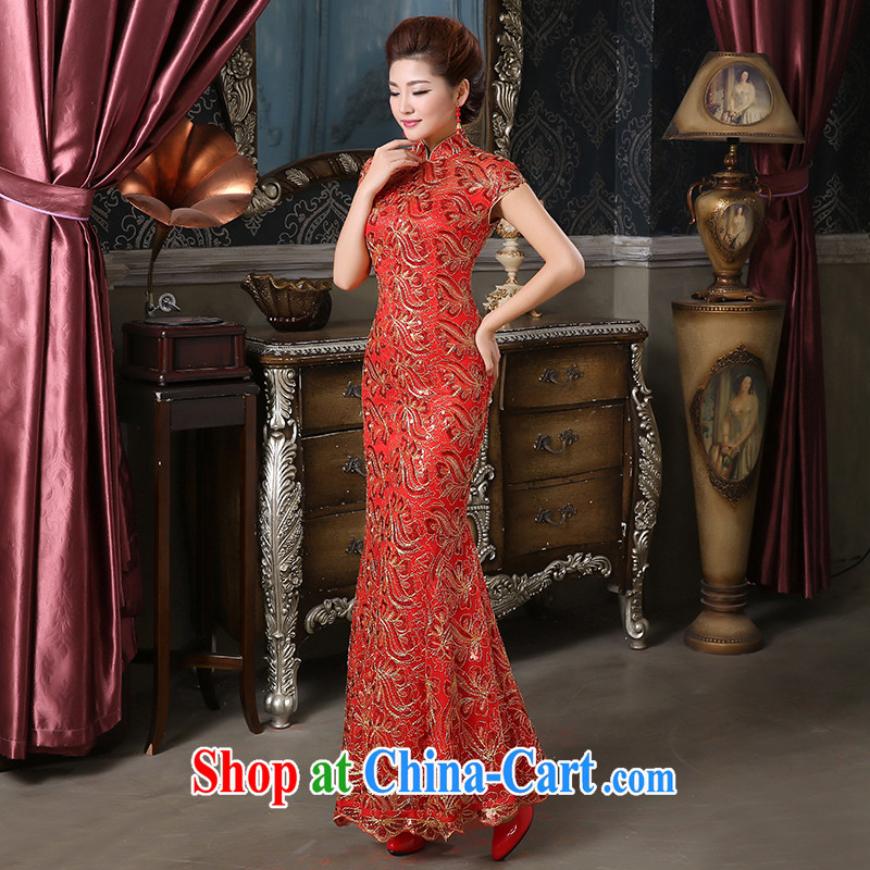 Pure bamboo love dresses cheongsam dress bride show/Stage/bridal dresses/costumes at Merlion cheongsam long evening dress lace improved cheongsam bridal red tailored to contact customer service, pure bamboo love yarn, shopping on the Internet