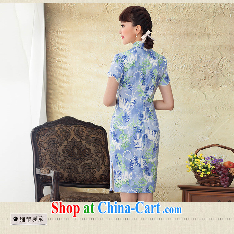 once and for all and terminates fatally jealous Yin Yue 2015 new, summer dresses upscale linen stamp stylish cultivating improved cheongsam dress blue 2 XL pictures, price, brand platters! Elections are good character, the national distribution, so why buy now enjoy more preferential! Health