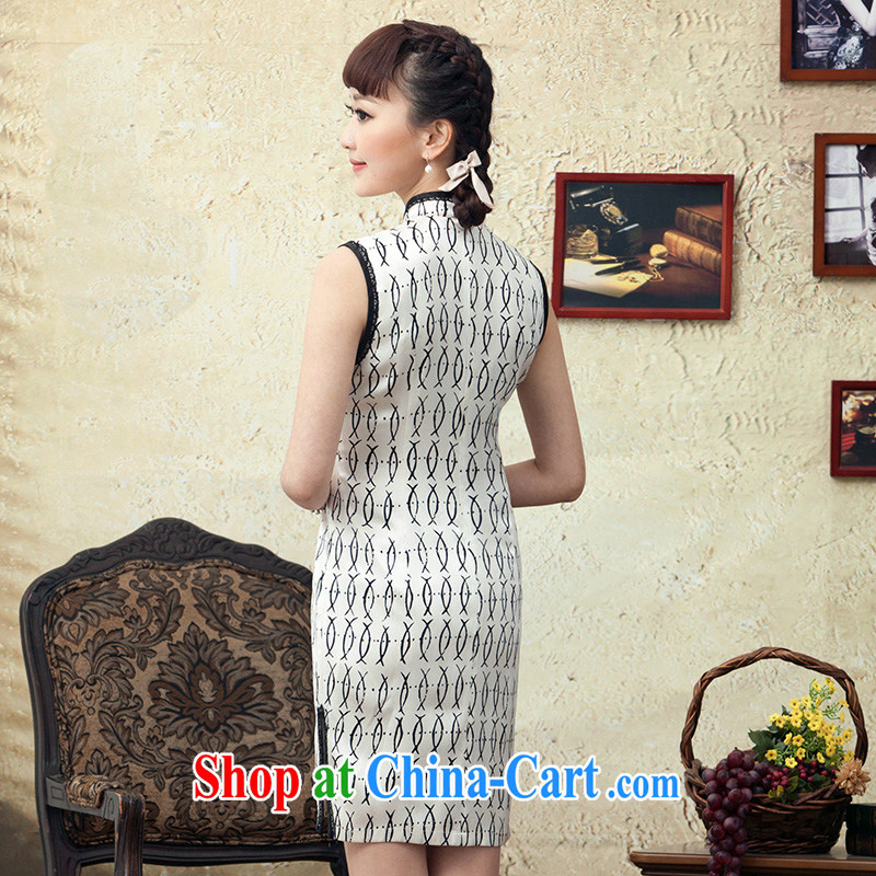 proverbial hero once and for all and free verse short dresses, summer high-end sauna silk stamp duty and stylish improved sleeveless cheongsam dress white 2XL, fatally jealous once and for all, and, online shopping