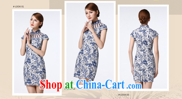 The Tang dynasty 2015 summer new European root yarn stitching short-sleeved elegance short cheongsam dress female TXF 30,498 blue and white rhododendrons XXXL pictures, price, brand platters! Elections are good character, the national distribution, so why buy now enjoy more preferential! Health