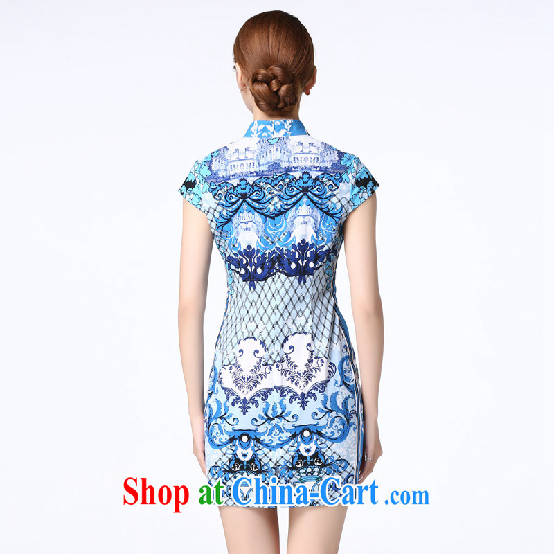 The Tang dynasty 2015 summer abstract pattern-waist graphics thin improved daily short cheongsam dress female TXF J 21,500 from a stamp XXXL, the Tang Dynasty, and shopping on the Internet