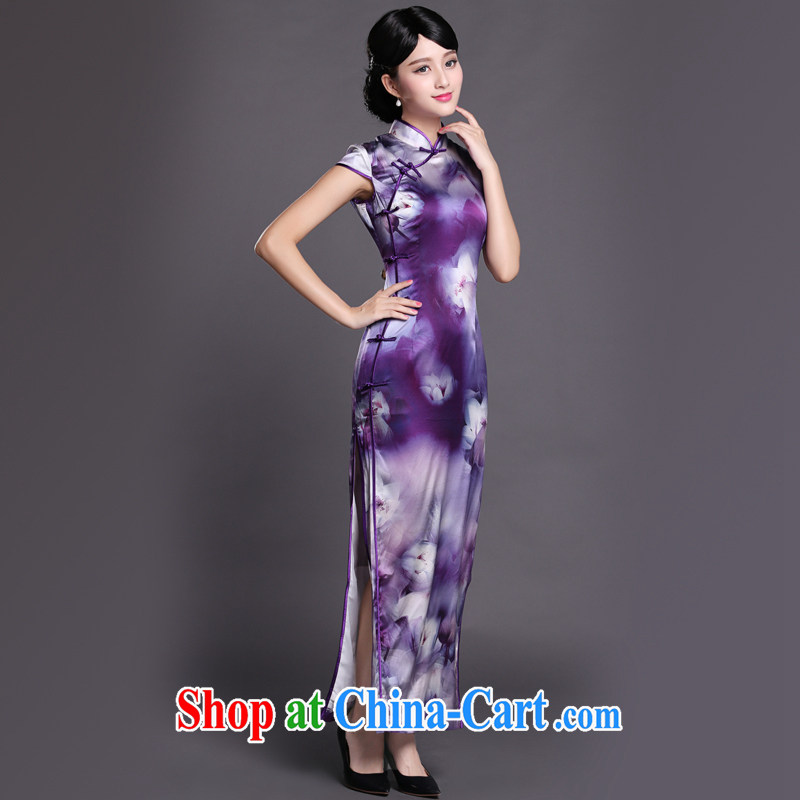 Joe is still name-yuan cheongsam dress heavy silk dress purple long temperament Tang replace CKZS 004 purple XXL, CHOSHAN LADIES, shopping on the Internet