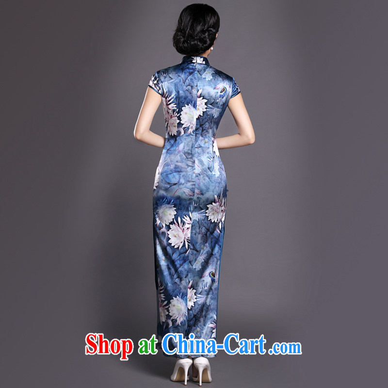 Joe is still name-yuan Chinese wind cheongsam dress heavy silk long gown CKZS 007 blue XXL, CHOSHAN LADIES, shopping on the Internet
