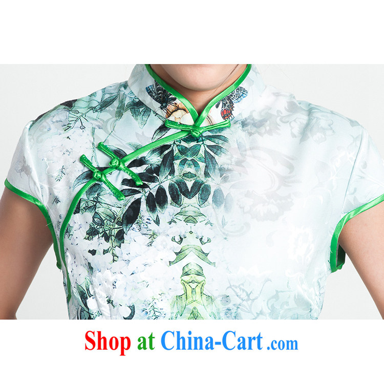 100 brigade Bailv summer new 3D digital stamp national wind Chinese qipao short-sleeved dresses female B F 1 1028 #0255, green green 2 XL pictures, price, brand platters! Elections are good character, the national distribution, so why buy now enjoy more preferential! Health
