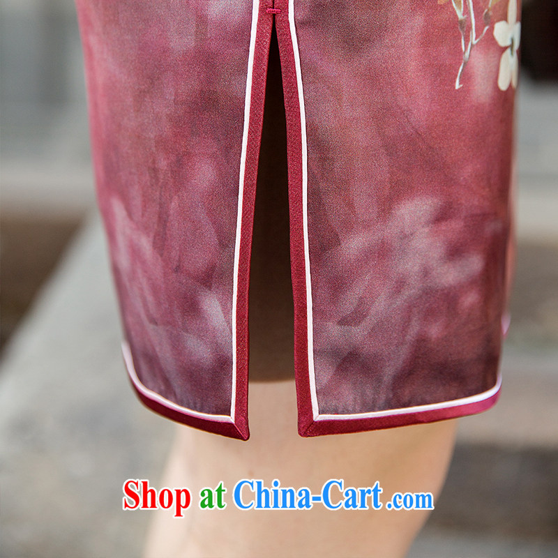 Old Wu female Red 2015 summer new stamp cheongsam short suits, B S, old Wu female Red, shopping on the Internet