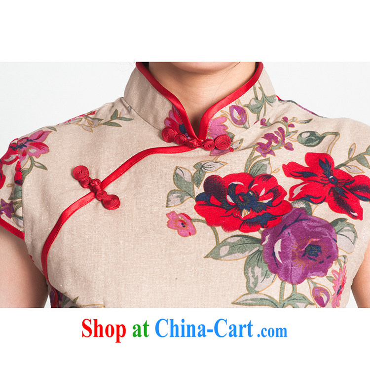 100 brigade Bailv summer new stamp Chinese qipao short-sleeved dresses female B F 1 1028 # sauna-jae of the brown linen brown linen 2 XL pictures, price, brand platters! Elections are good character, the national distribution, so why buy now enjoy more preferential! Health