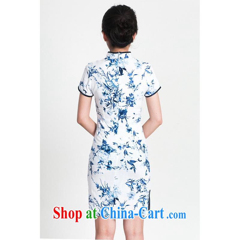 100 brigade Bailv summer new cotton stamp Chinese cheongsam dress short-sleeve dresses female B F 1 1028 # sauna-jae of the flower - cotton the Tsing Hua, 100 brigade (Bailv), online shopping