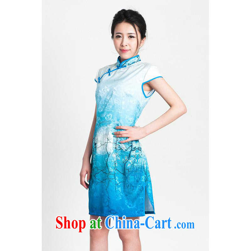 100 brigade Bailv summer new 3D digital stamp national wind Chinese qipao short-sleeved dresses female B F 1 1028 #0239 referred, 100 brigade (Bailv), online shopping
