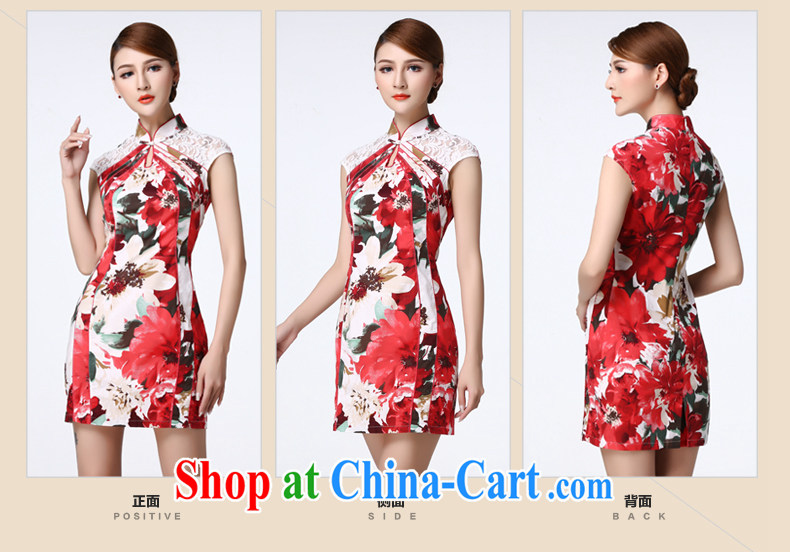 The Tang dynasty summer 2015 improved daily cheongsam dress lace stitching short cheongsam dress female TCF 40,003 white sea-tong XXL pictures, price, brand platters! Elections are good character, the national distribution, so why buy now enjoy more preferential! Health