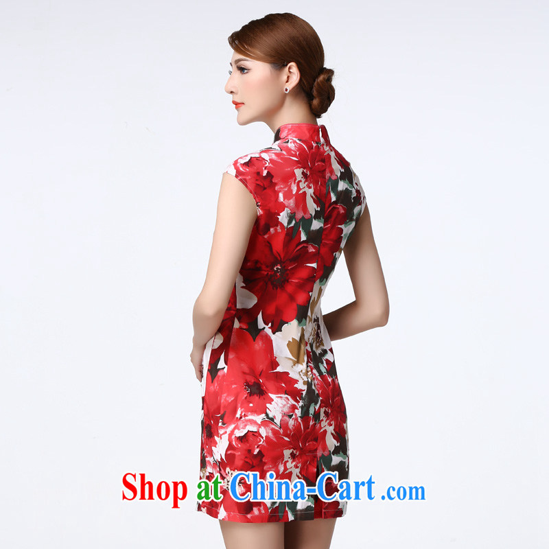 The Tang dynasty summer 2015 improved daily cheongsam dress lace stitching short cheongsam dress female TCF 40,003 black on white sea-tong XXL, the Tang Dynasty, and shopping on the Internet
