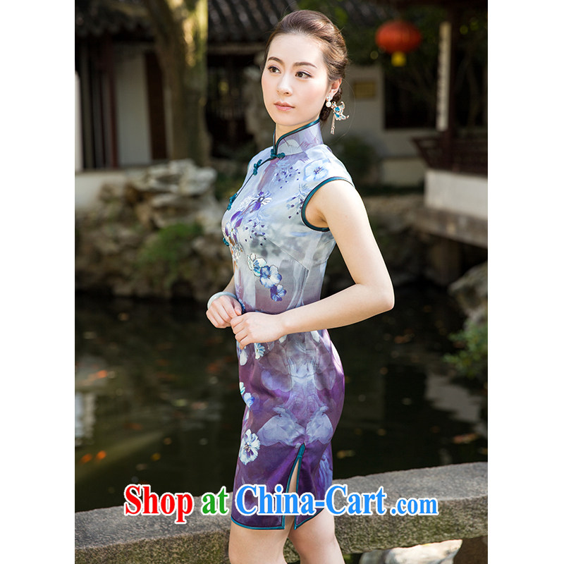 Old Wu female Red 2015 summer new stamp cheongsam short suits, A XXL, old Wu female Red, shopping on the Internet