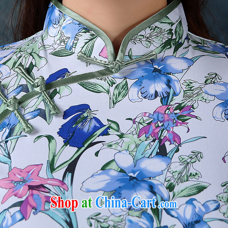 Mrs Alexa Lam go scot 2015 new short, Retro daily improved cultivating graphics thin cheongsam dress summer dresses 01,951 light blue L, Mrs Alexa Lam, and, shopping on the Internet