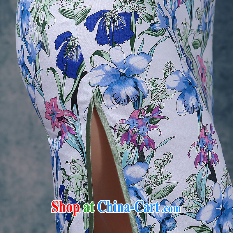 Mrs Alexa Lam go scot 2015 new short, Retro daily improved cultivating graphics thin cheongsam dress summer dresses 01,951 light blue L, Mrs Alexa Lam, and, shopping on the Internet