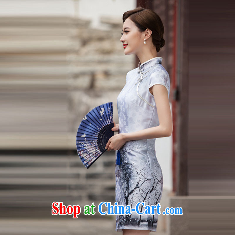 colorful nicknames, 2015 new painting classic short-sleeve cheongsam dress retro fashion China Daily outfit Q 1107 XXL paintings, colorful nicknames, and shopping on the Internet