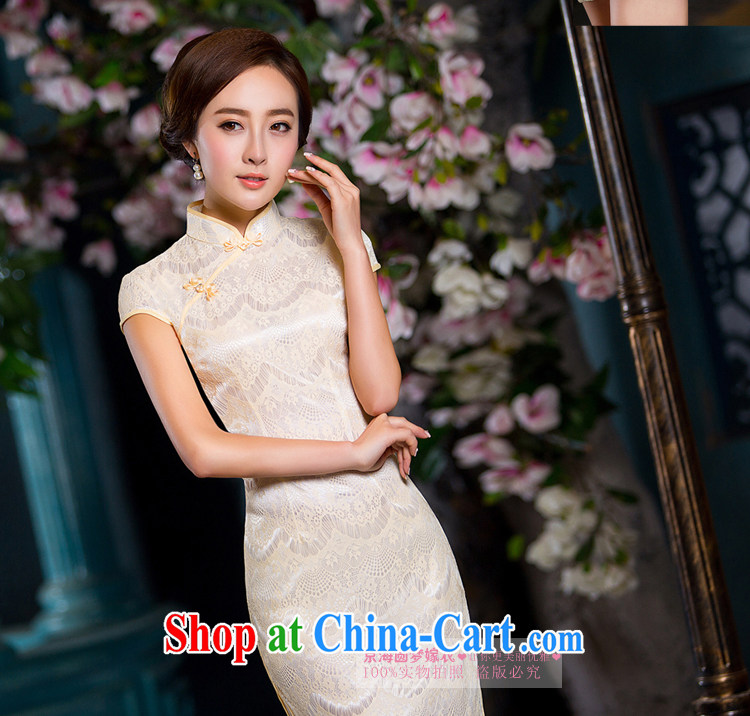 Dresses 2015 spring and summer new daily fashion improved short retro dresses beauty dress cheongsam dress female yellow lace XXL pictures, price, brand platters! Elections are good character, the national distribution, so why buy now enjoy more preferential! Health