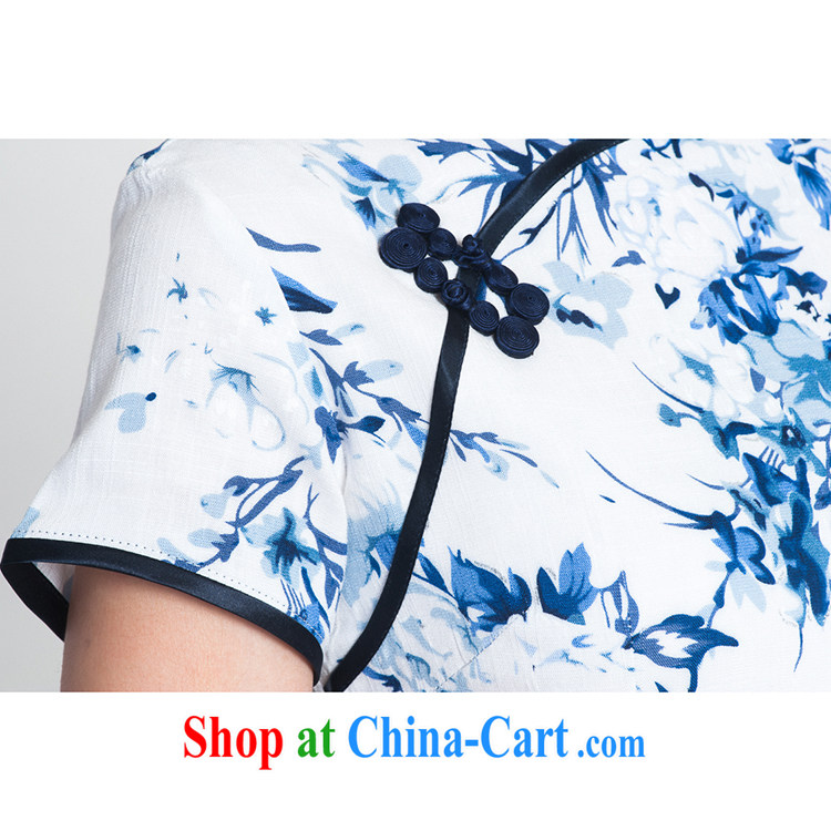 100 brigade Bailv summer new cotton stamp Chinese cheongsam dress short-sleeve dresses female B F 1 1028 # sauna JA Flower Basket - the blue and cyan pictures, price, brand platters! Elections are good character, the national distribution, so why buy now enjoy more preferential! Health