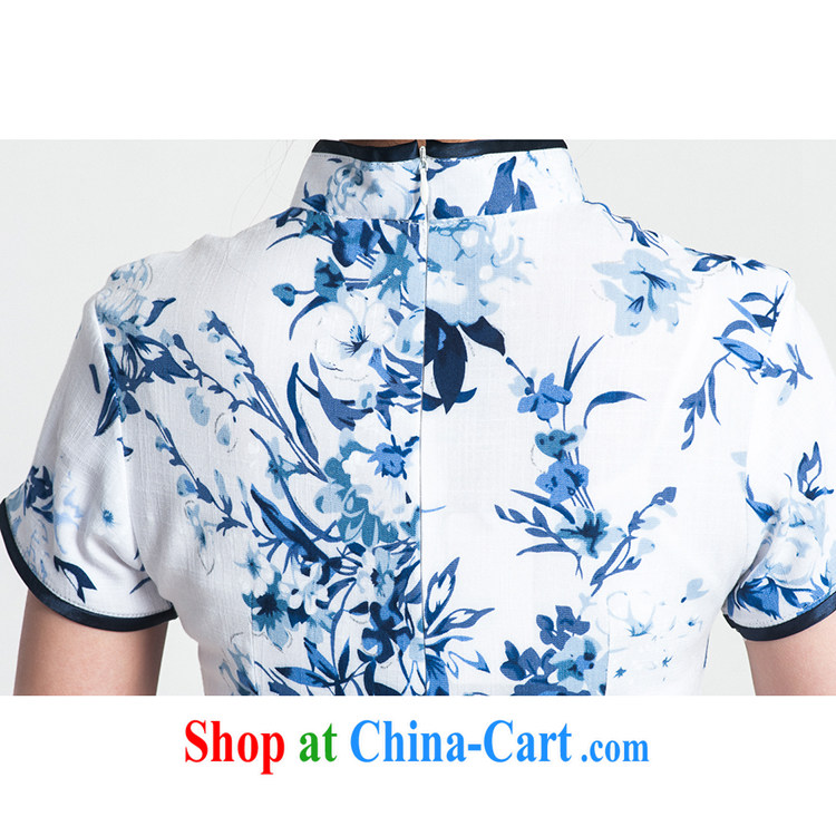 100 brigade Bailv summer new cotton stamp Chinese cheongsam dress short-sleeve dresses female B F 1 1028 # sauna JA Flower Basket - the blue and cyan pictures, price, brand platters! Elections are good character, the national distribution, so why buy now enjoy more preferential! Health