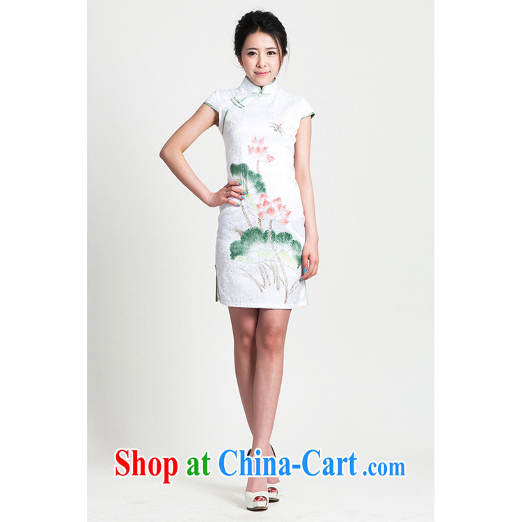 100 brigade Bailv summer new cotton stamp Chinese cheongsam dress short-sleeve dresses female B F 1 1028 # sauna-jae of the flower - hand-painted Lotus Lotus pictures, price, brand platters! Elections are good character, the national distribution, so why buy now enjoy more preferential! Health