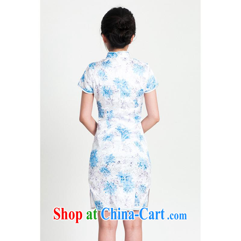 100 brigade Bailv summer new jacquard cotton stamp Chinese qipao short-sleeve dresses female B F 1 1028 # sauna-jae of C - 02 - 2 blue, MEROPIA, shopping on the Internet