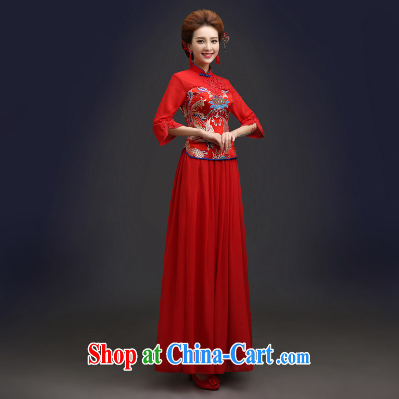 Connie focus 2015 new autumn and winter clothes wedding dress red traditional cuff in marriage bridal dresses serving toast QP 104 red XXL crackdown, Connie (JIAONI), online shopping