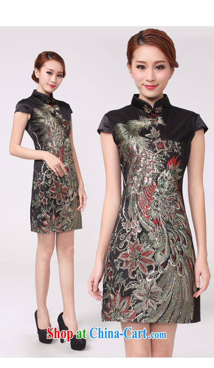 2015 new Peacock hot Peacock embroidery cheongsam festive wedding dresses mother improved 6608 black XL pictures, price, brand platters! Elections are good character, the national distribution, so why buy now enjoy more preferential! Health