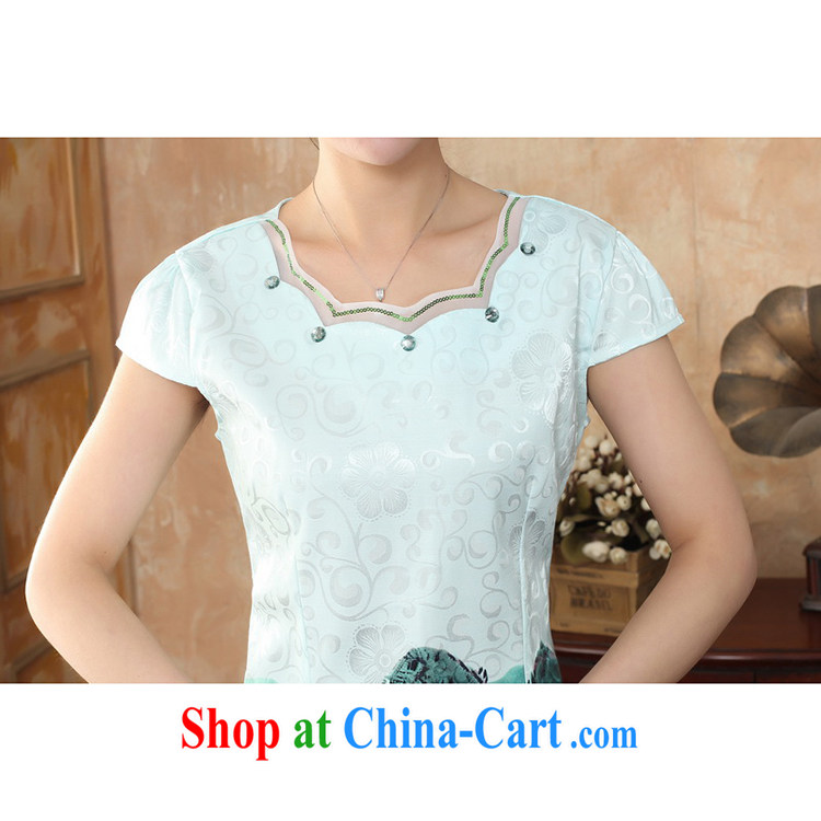 100 brigade Bailv summer brand new digital registration stamp duty no collar short cheongsam dress with short-sleeved dresses female B F 1 1028 #0368 landscape, green and white 2 XL pictures, price, brand platters! Elections are good character, the national distribution, so why buy now enjoy more preferential! Health