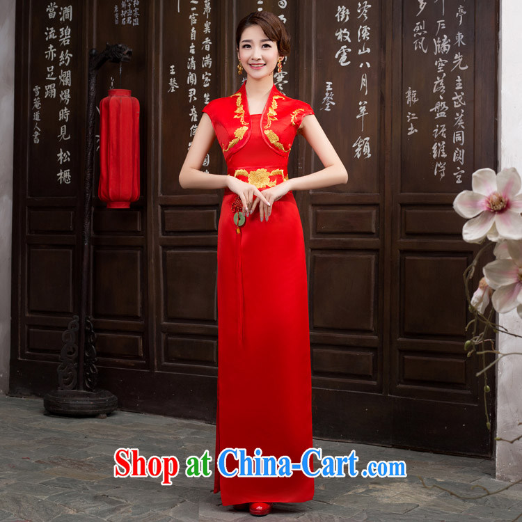 Blue and white porcelain red cheongsam long embroidered cheongsam dress annual ceremonial welcome chorus costumes red XL pictures, price, brand platters! Elections are good character, the national distribution, so why buy now enjoy more preferential! Health