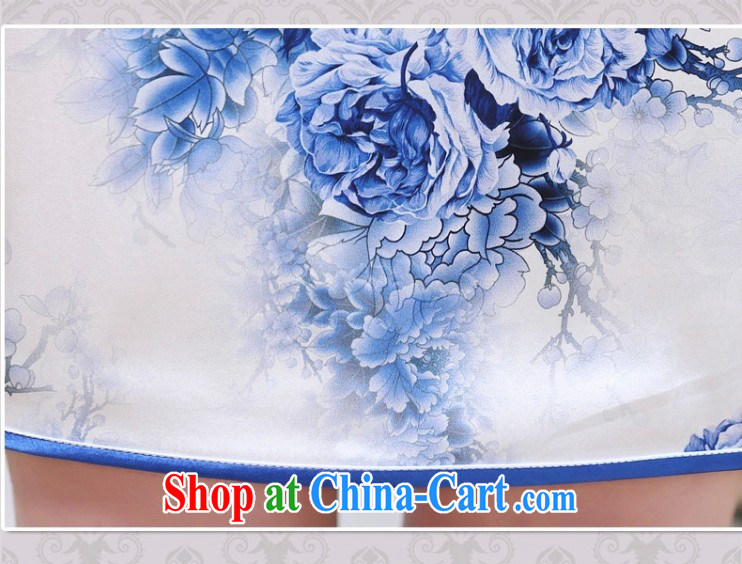 The ki Princess Royal Silk Cheongsam dress 2015 summer new upscale heavy sauna silk retro double long high on the truck even dresses clothing skirt blue and white porcelain XXL pictures, price, brand platters! Elections are good character, the national distribution, so why buy now enjoy more preferential! Health