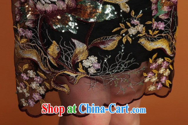 2015 new dresses Ethnic Wind embroidery fancy European root yarn emulation Silk Dresses 5551 black XXXL pictures, price, brand platters! Elections are good character, the national distribution, so why buy now enjoy more preferential! Health